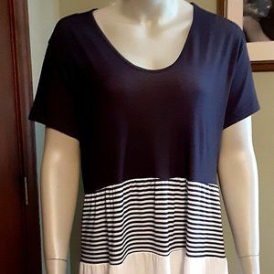 Hekka Black/Black and White Cotton Pullover Dress